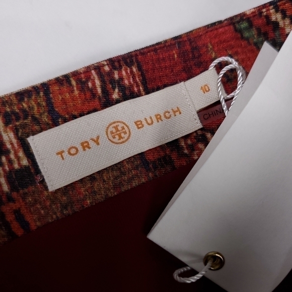 New Tory Burch Silk Wool Aztec Print Skirt Sz 10 - Picture 6 of 12